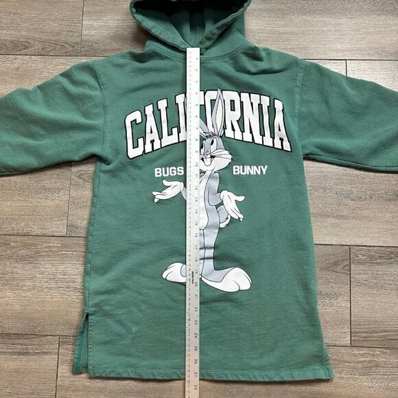 ZARA Looney Tunes Casual Hoodie Long Size 13-14 Girls Kids Green Logo - Picture 5 of 5